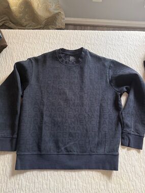 Armani Exchange Dark Navy All-Over Logo Crewneck Sweatshirt